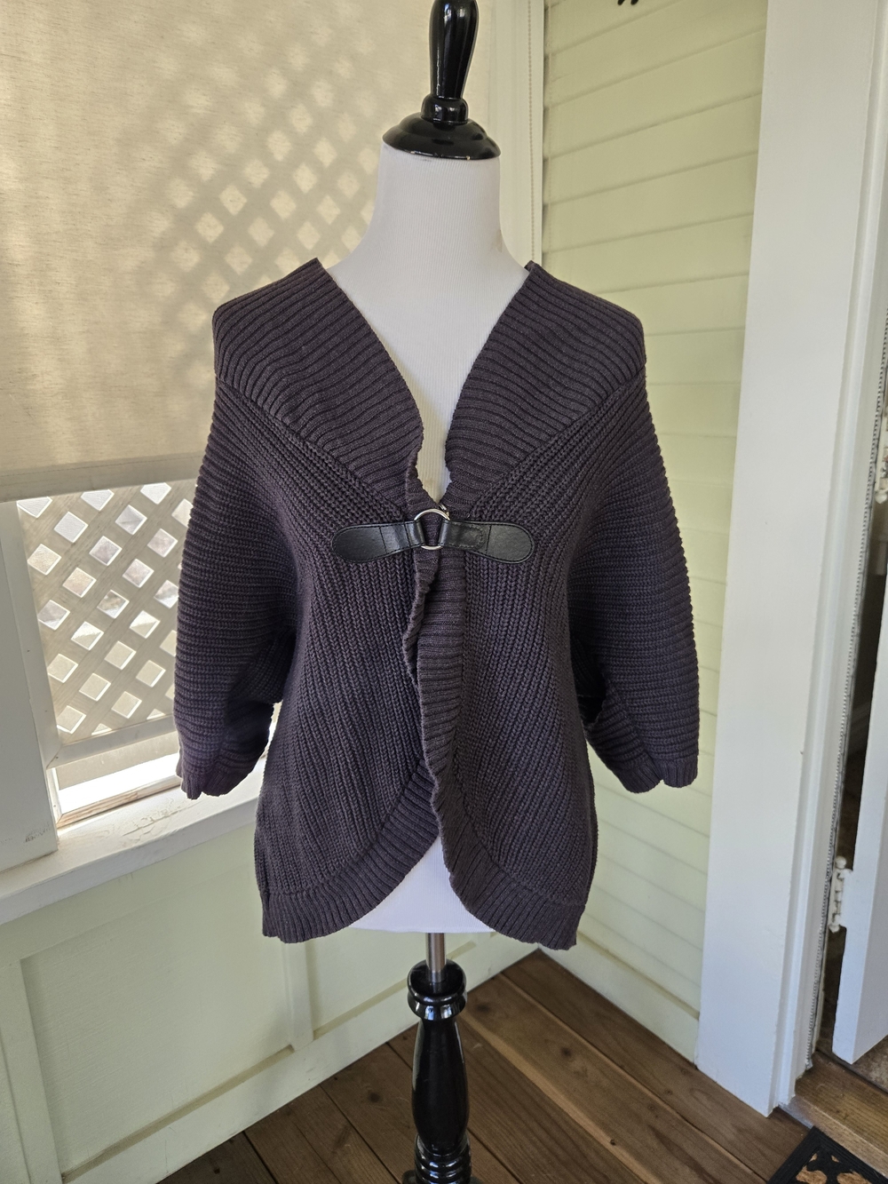 Karen Scott Dark Gray Knit Toggle Cardigan